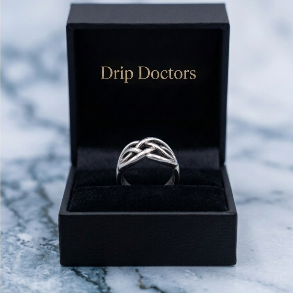 SHEIN Silver-Tone Woven Knot Men’s Ring